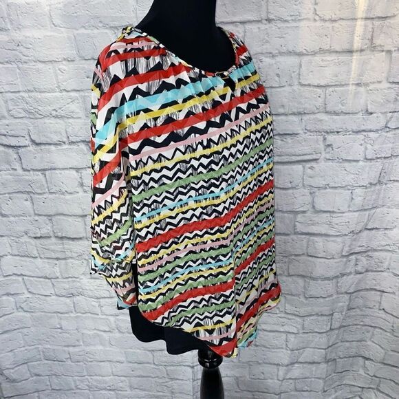 Robert Louis womens LG tank top w/multicolor sheer top - Picture 5 of 12